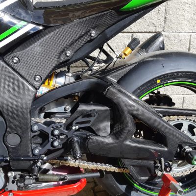 thumbnail image 2 of IBEX Chain Protector For Kawasaki ZX10R (2008-2010) – Black Stainless Steel, Brushed Finish 2 of 6