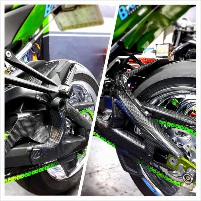 thumbnail image 2 of IBEX Chain Protector For Kawasaki ZX10R (2008-2010) – Black Stainless Steel, Brushed Finish 2 of 6